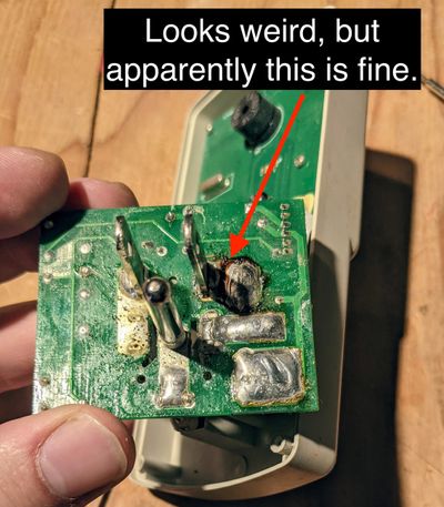 Male plug, with lots of solder!